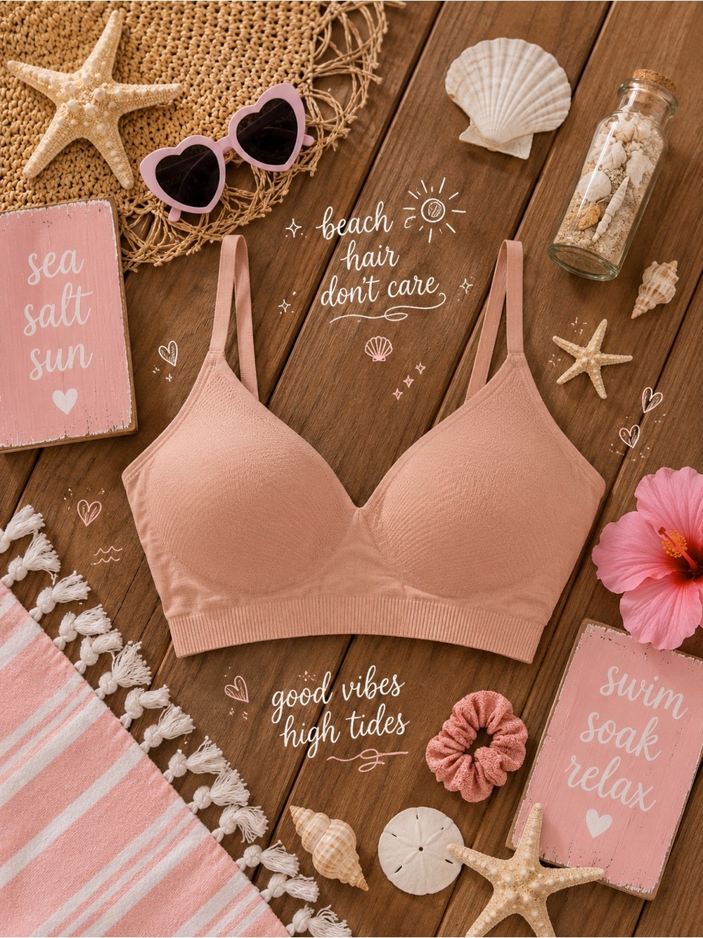 H&M Seamless Wireless Bralette in Dusty Peach